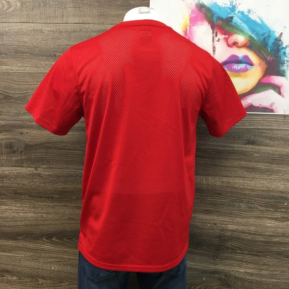 Stussy Red Mesh T-Shirt‎ Large New York Los Angeles Tokyo London Paris